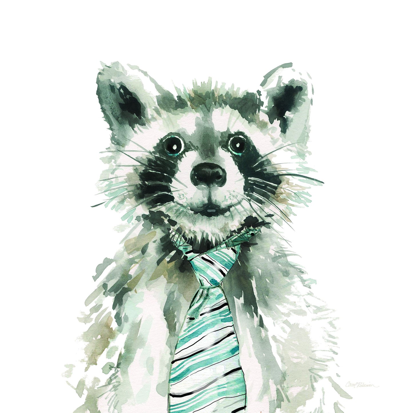 Gallery Wrapped Giclee On Canvas Funny Pet In Tie - Gray