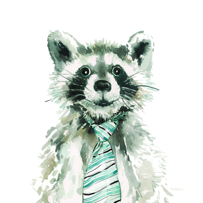 Gallery Wrapped Giclee On Canvas Funny Pet In Tie - Gray