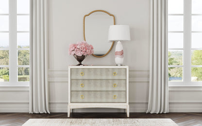 Bronze Mirror Glam Hall Chest - White