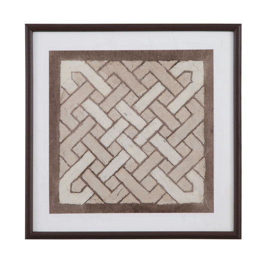 Knotted Tiles - IV Framed Print - Brown