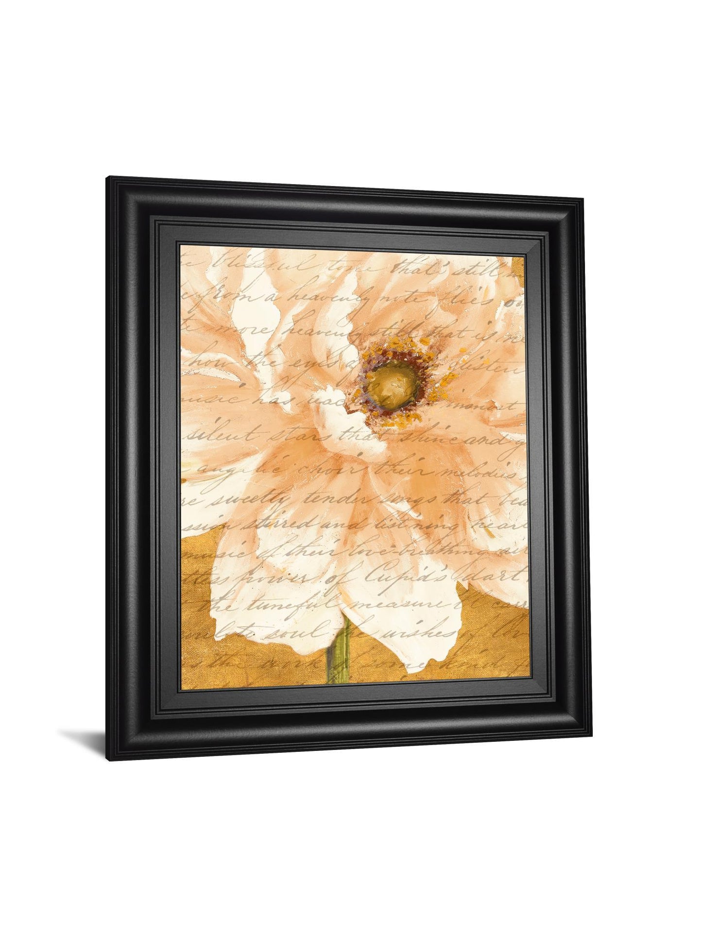 Beautiful Cream Peonies Script Il By Patricia Pinto - Framed Print Wall Art - Gold