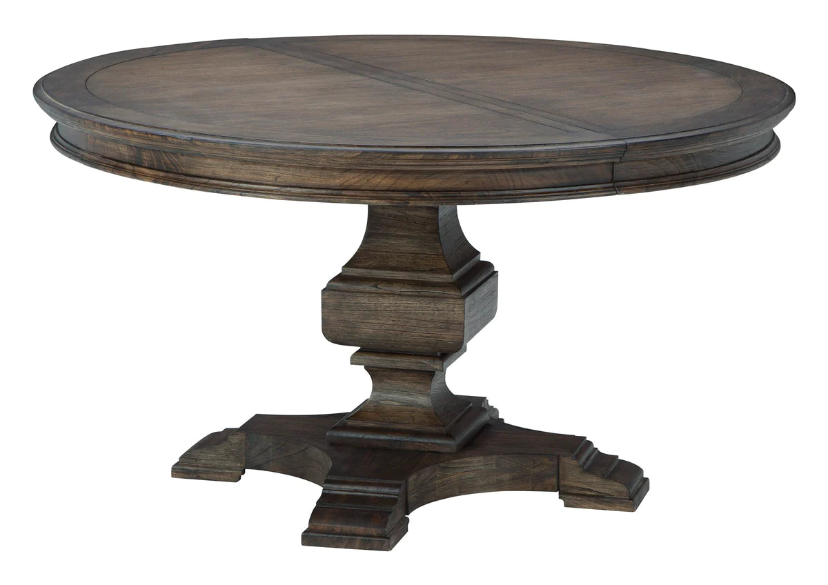 Hekman Wellington Java Mindi Wood Round Pedestal Extension Dining Table
