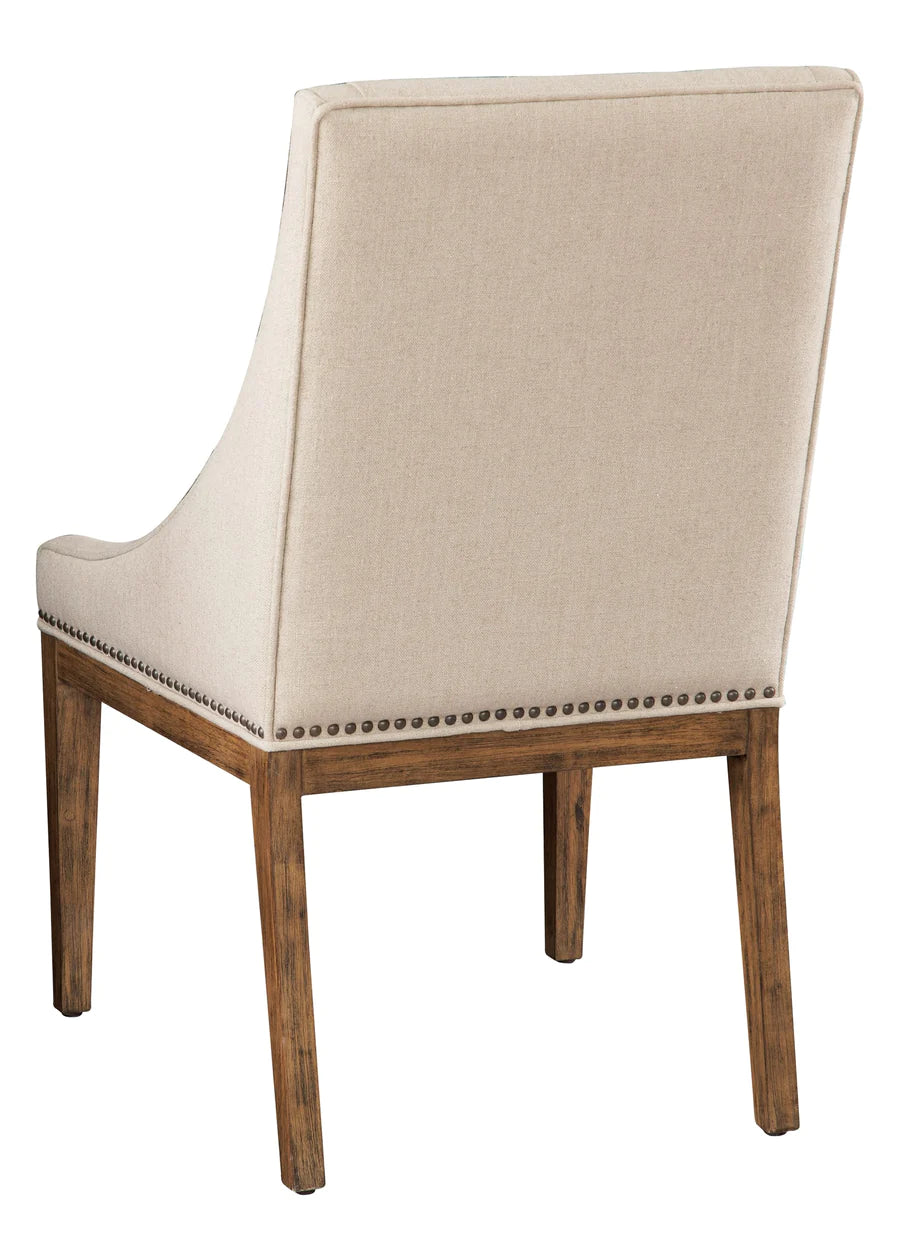 Hekman Bedford Linen Upholstered with Nickel Nailhead Trim Dining Armchair