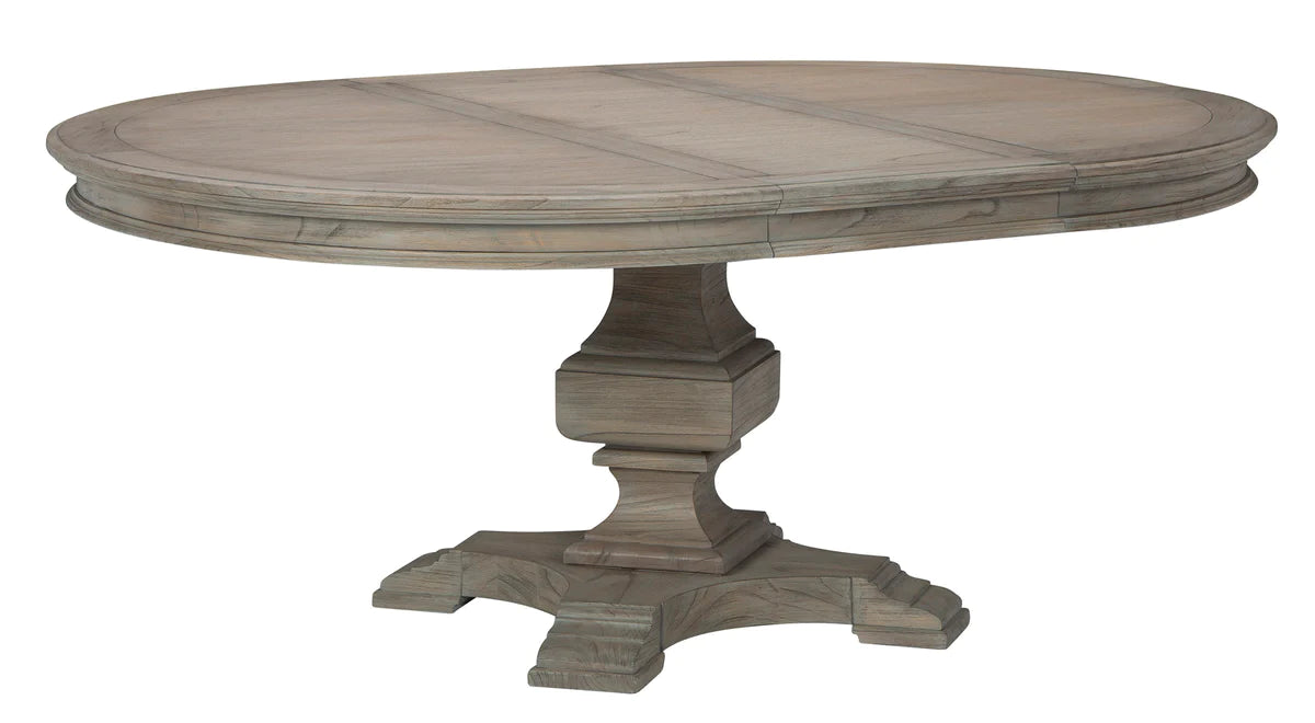 Hekman Driftwood Mindi Wood Round Pedestal Extension Dining Table