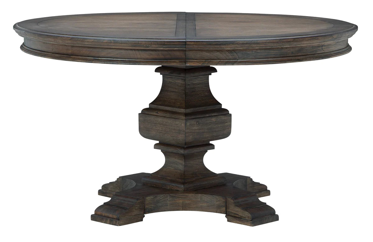 Hekman Wellington Java Mindi Wood Round Pedestal Extension Dining Table