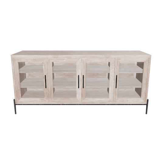 Hekman Bedford Gray Glass Door Entertainment TV Console