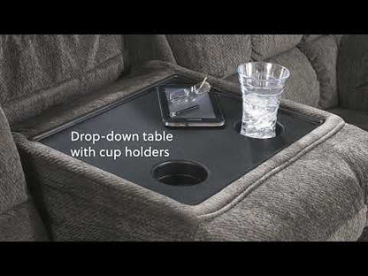 Acieona - Slate - Rec Sofa W/Drop Down Table
