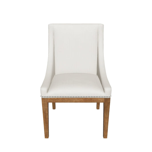 Hekman Bedford Linen Upholstered with Nickel Nailhead Trim Dining Armchair