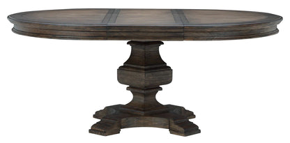 Hekman Wellington Java Mindi Wood Round Pedestal Extension Dining Table