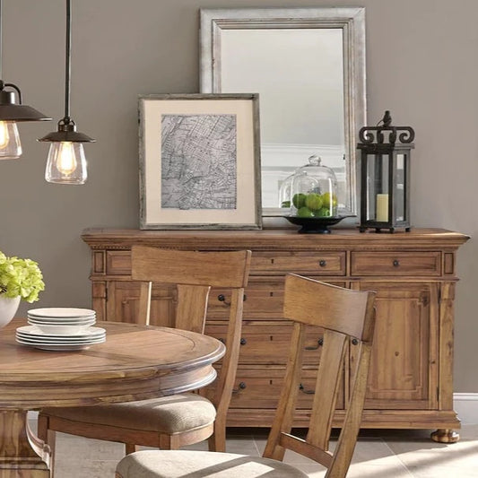 Hekman Natural Wellington Hall Acacia Wood Dining Credenza Server Buffet