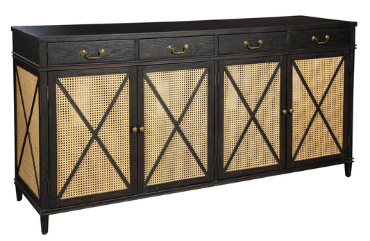 Hekman Handwoven Cane Panel Door TV Entertainment Console Sideboard