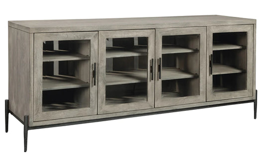 Hekman Bedford Gray Glass Door Entertainment TV Console