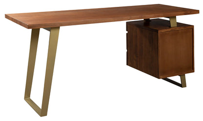 Hekman Live Edge Acacia Wood & Brass Home Office Desk