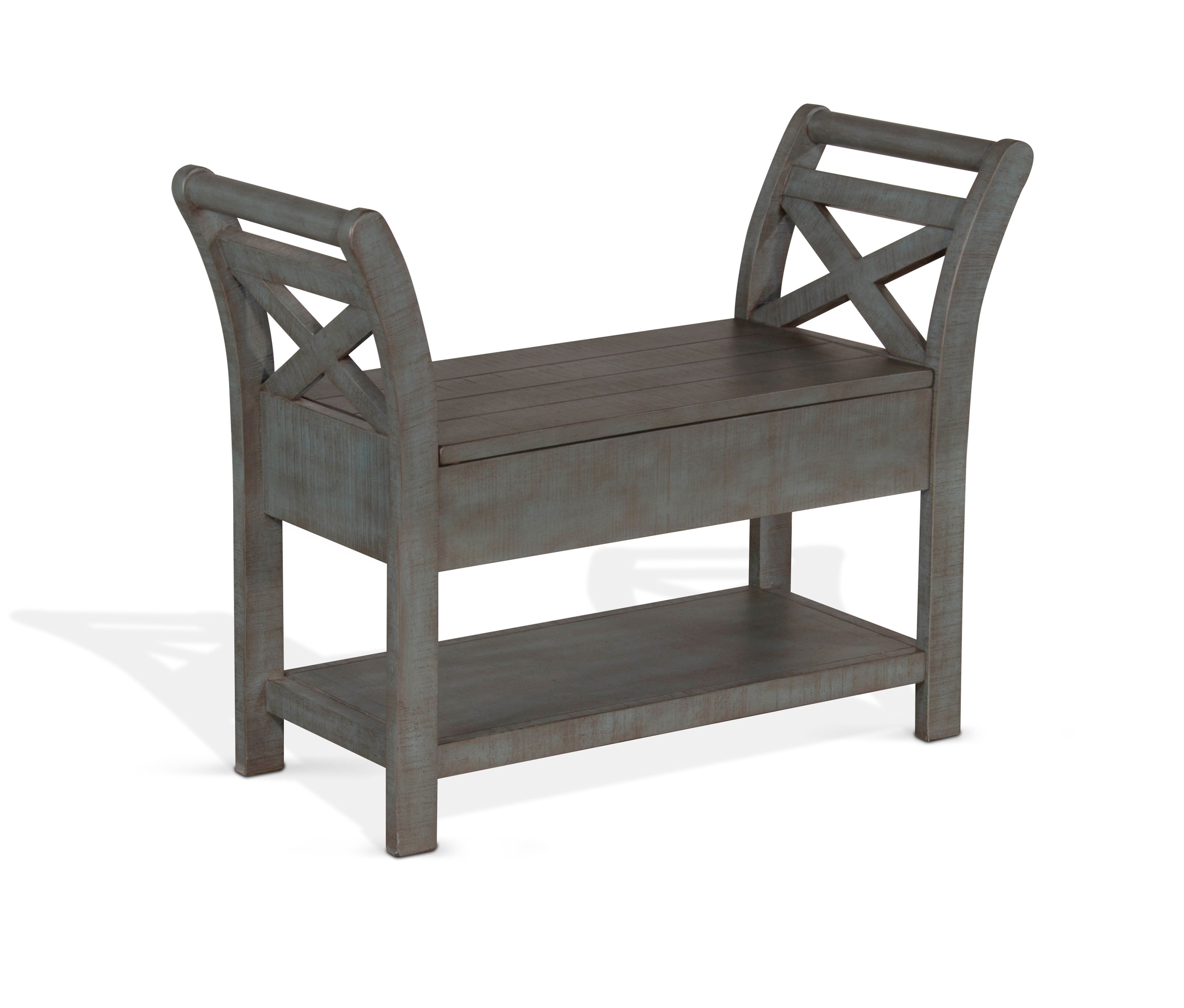 Ranch House Accent Bench With Storage Dark Gray Blue