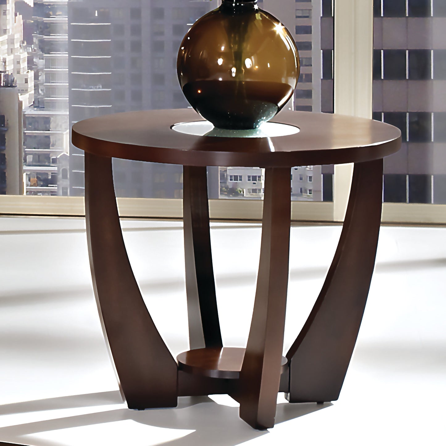 Rafael - End Table With Cracked Glass - Brown