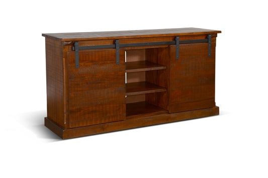 Santa Fe - TV Console With Barn Door - Dark Chocolate