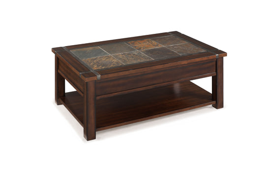 Roanoke - Rectangular Lift Top Cocktail Table (With Casters) - Cherry And Slate