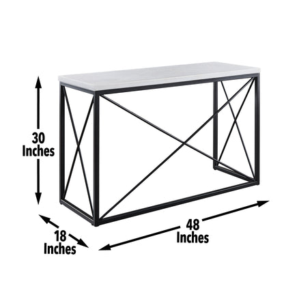 Skyler - White Marble Top Rectangular Sofa Table - White