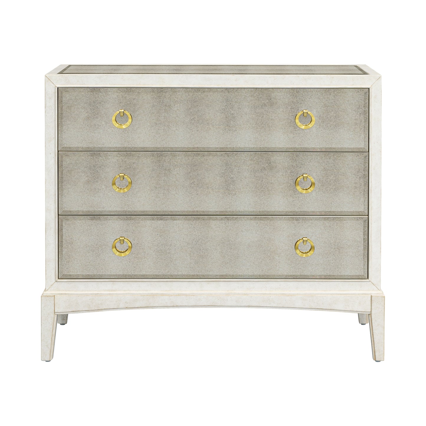 Bronze Mirror Glam Hall Chest - White