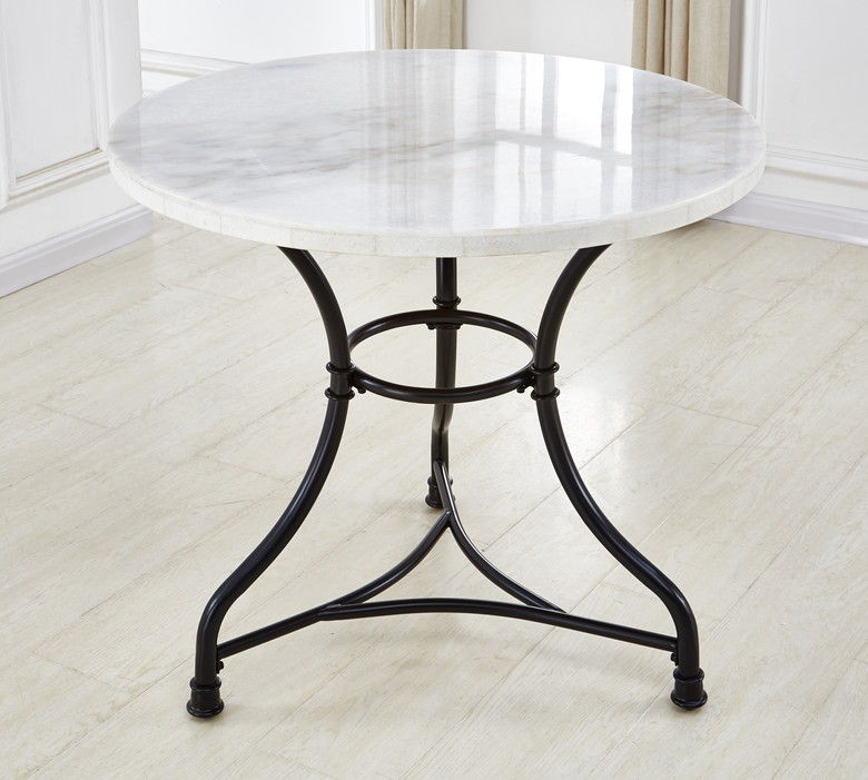 Claire - White Marble Top Round - White