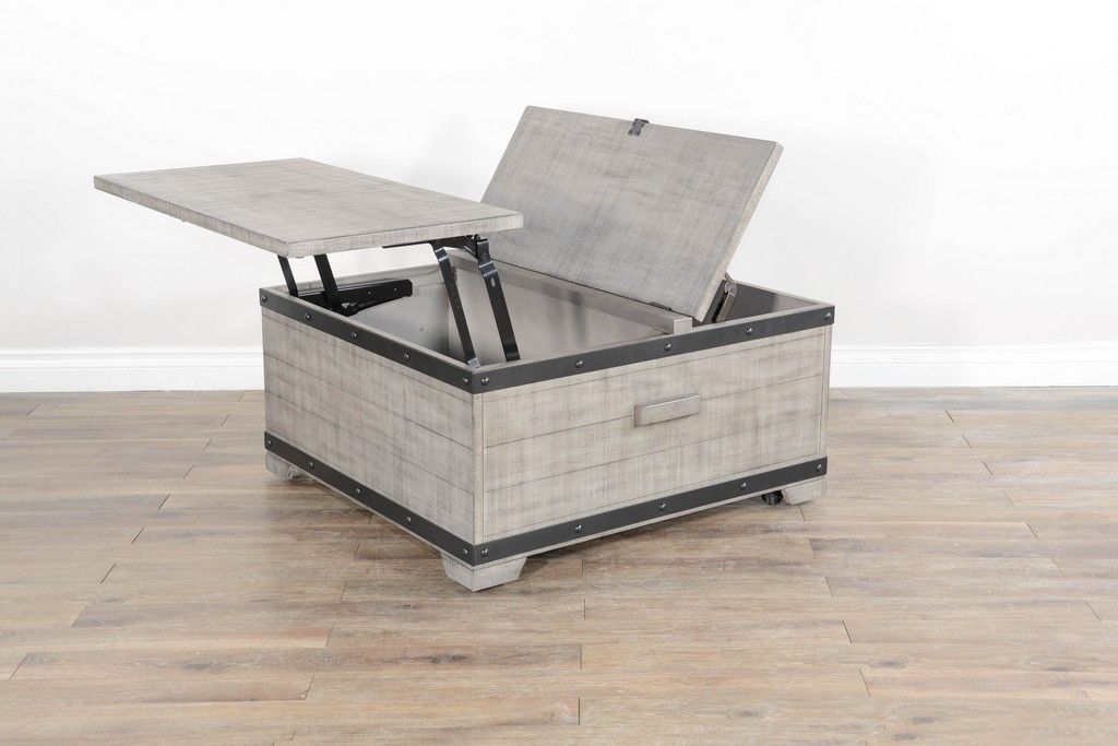 Alpine - Coffee Table With Lift Top And Casters - Gray