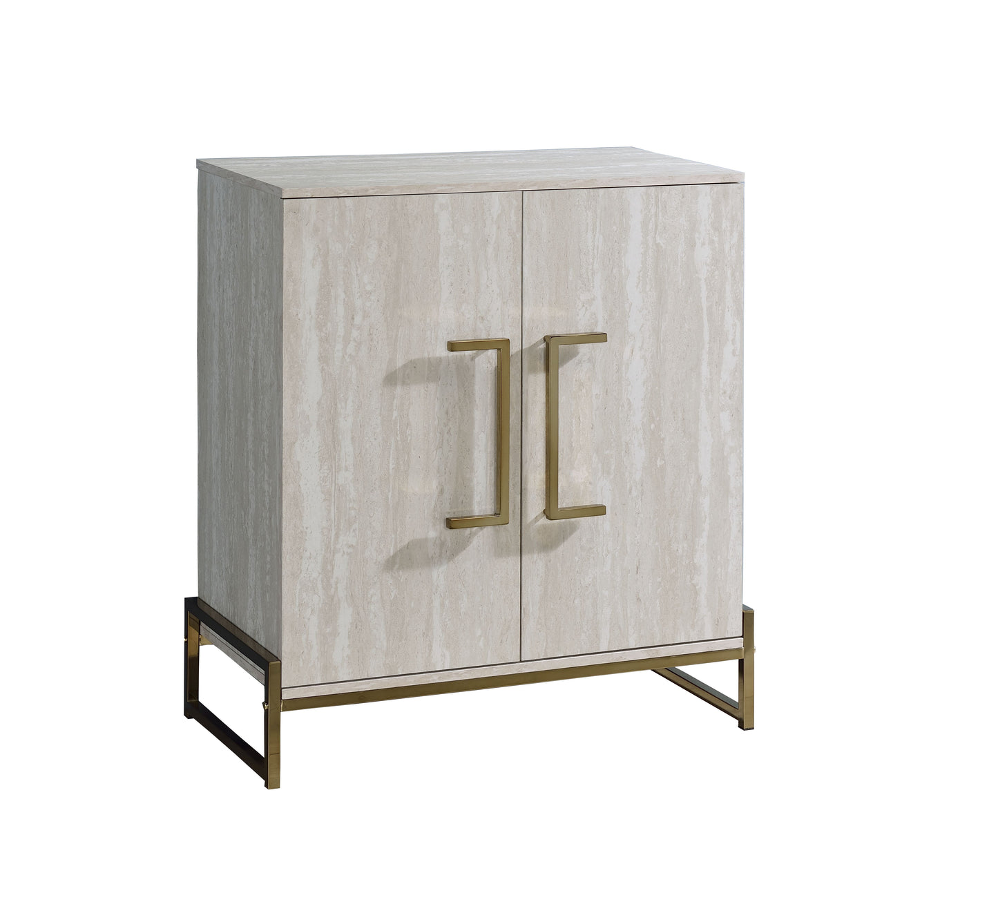 Larkin - Faux Marble Wine Cabinet - Pearl Silver