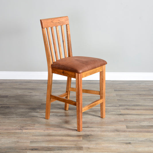 Sedona - Slatback Barstool With Cushion Seat - Rustic Oak