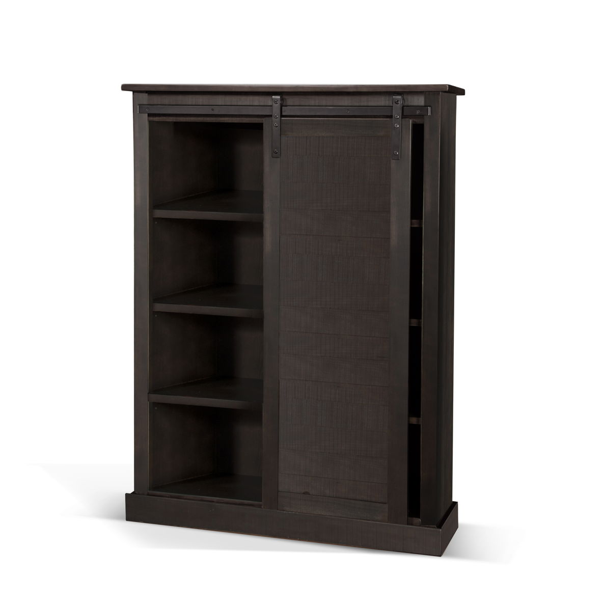 Bookcase With Barn Door - Dark Brown