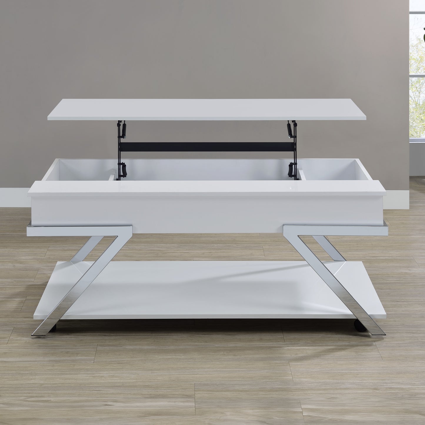 Zena - Lift-Top Cocktail Table With Casters - White