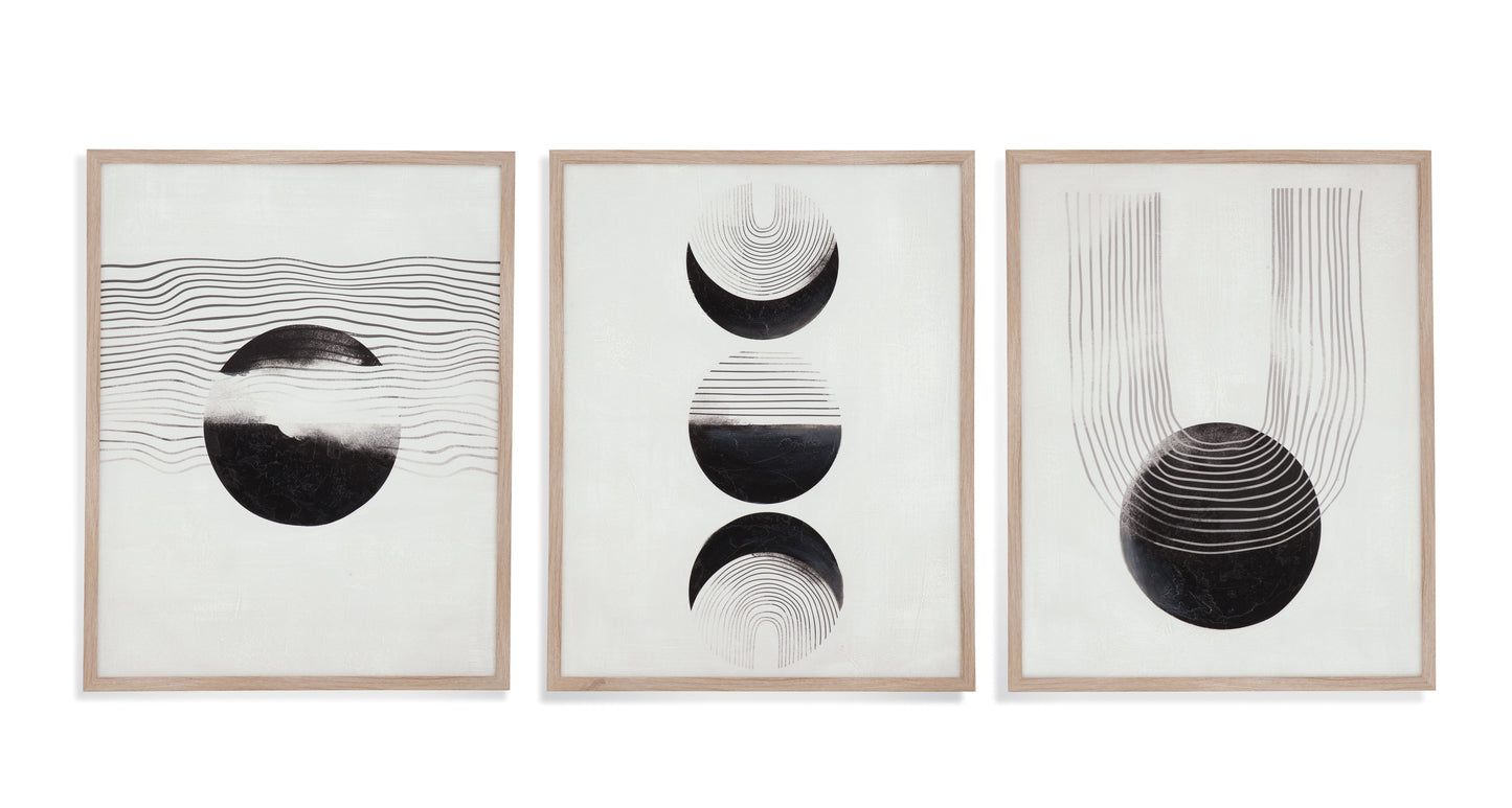 Phases - Canvas Art (Set of 3) - Black