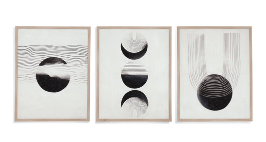 Phases - Canvas Art (Set of 3) - Black