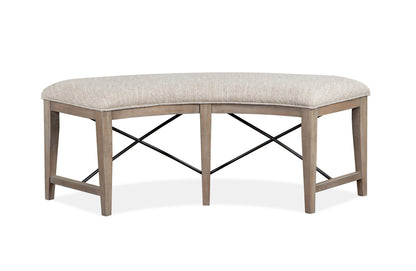 Paxton Place - Curved Bench With Upholstered Seat - Dovetail Grey