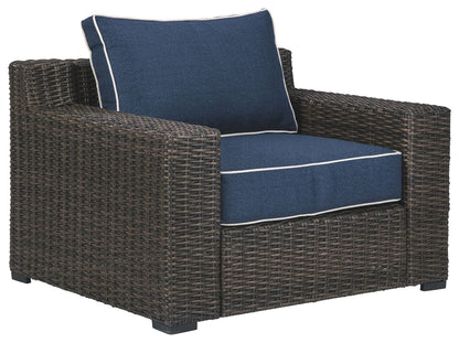 Grasson Lane - Brown / Blue - Lounge Chair W/Cushion
