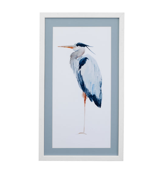Heron III - Framed Print - White