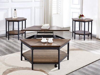 Ultimo - 3 Piece Table Set (Hexagon Lifttop & End Tables) - Brown