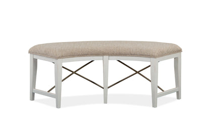 Heron Cove - Curved Bench With Upholstered Seat - Chalk White