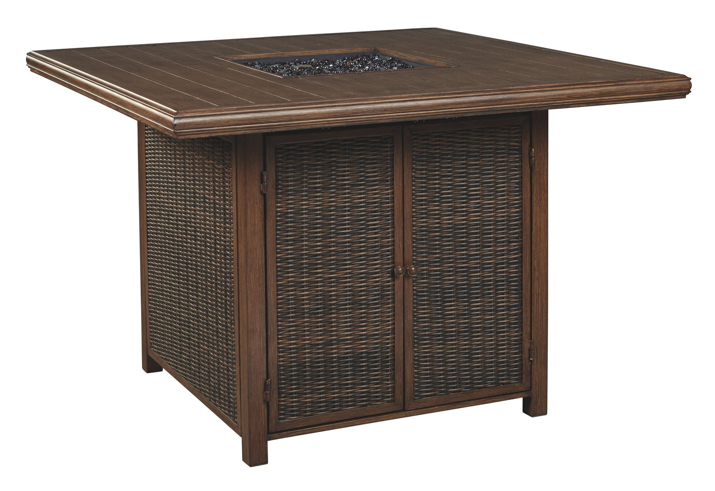 Paradise - Medium Brown - Square Bar Table W/Fire Pit