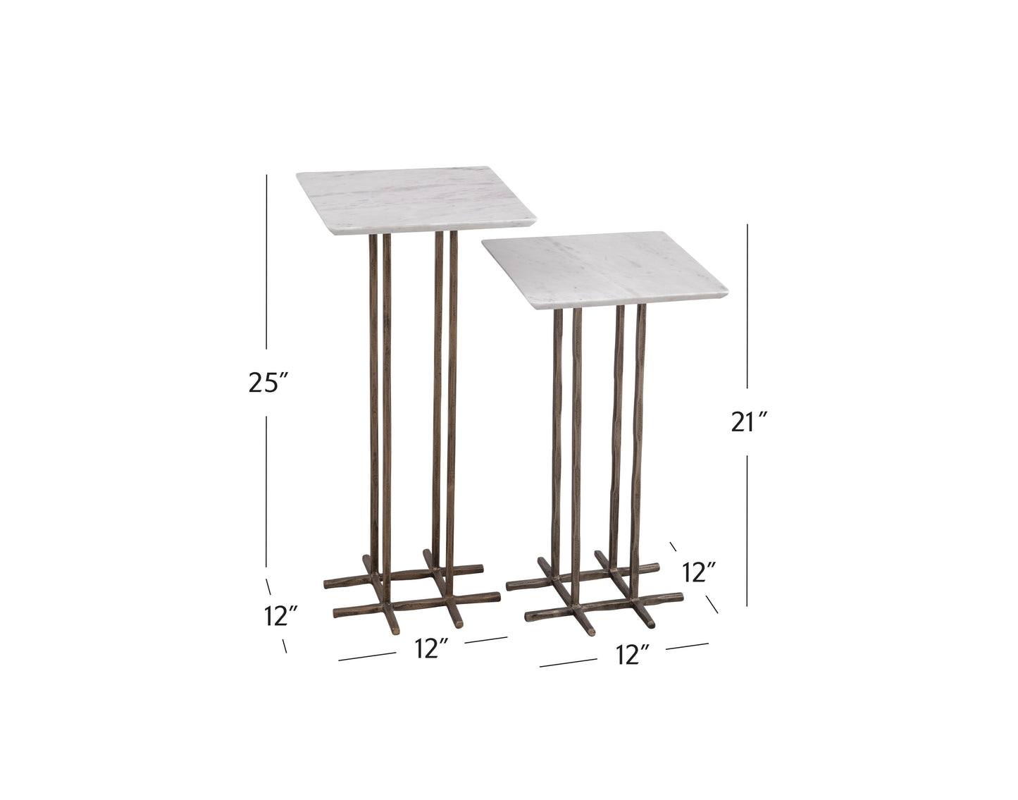 Xavier - Accent Table (Set of 2) - Antique Brass/White Marble