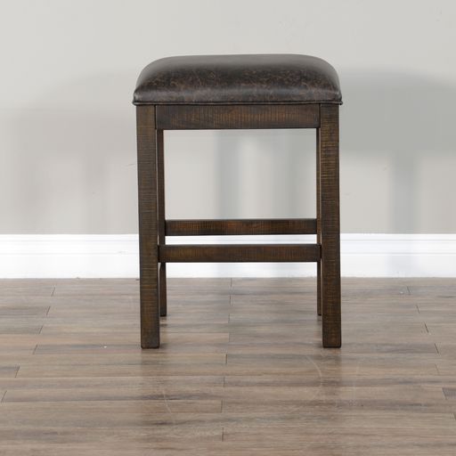 Homestead - 24" Stool With Cushion Sea - Dark Brown