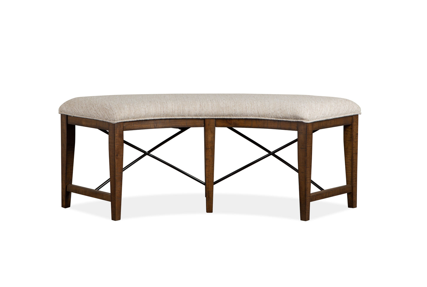 Bay Creek - Curved Bench With Upholstered Seat - Toasted Nutmeg