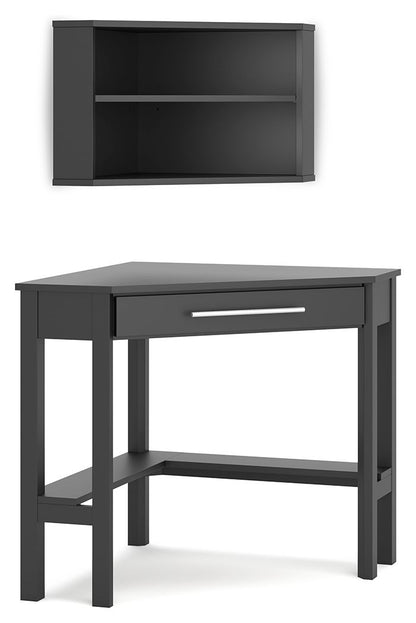 Otaska - Black - Corner Desk, Bookcase