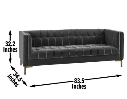 Isaac - Channel Stitch Velvet Sofa