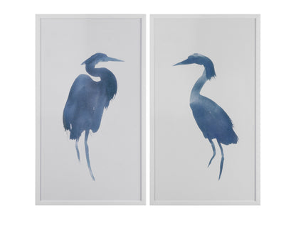 Heron in Blue I - Framed Art - Blue