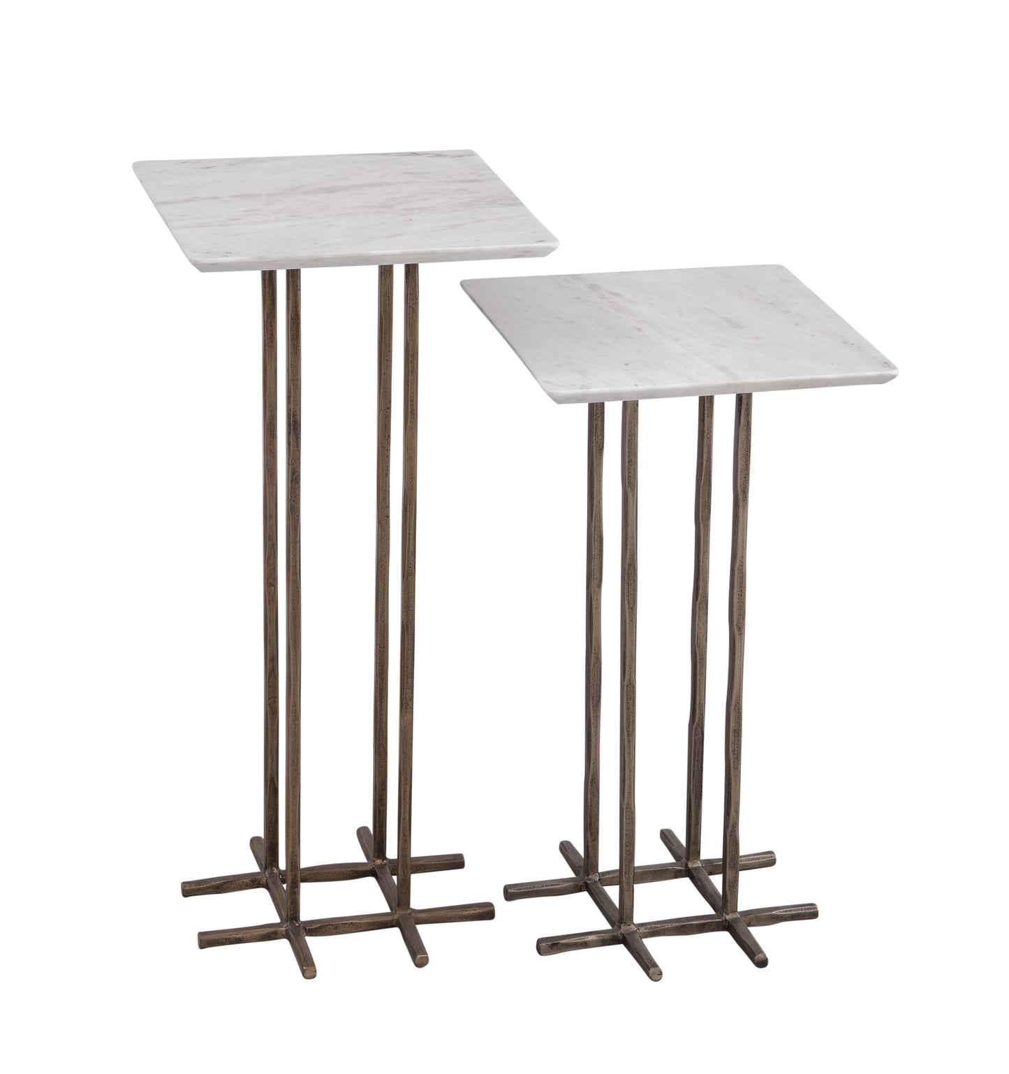 Xavier - Accent Table (Set of 2) - Antique Brass/White Marble