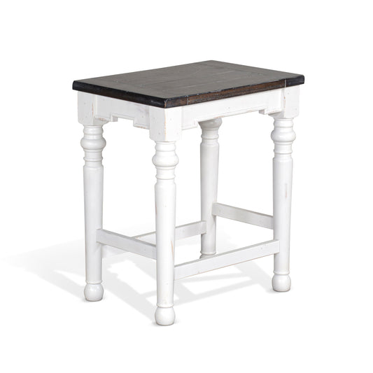 Carriage House - Stool Wih Wood Seat - White / Dark Brown