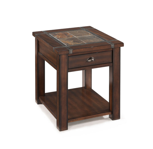 Roanoke - Rectangular End Table - Cherry And Slate