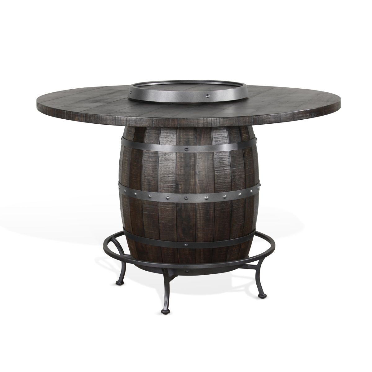 Homestead - Round Pub Table With Wine Barrel Base - Dark Brown