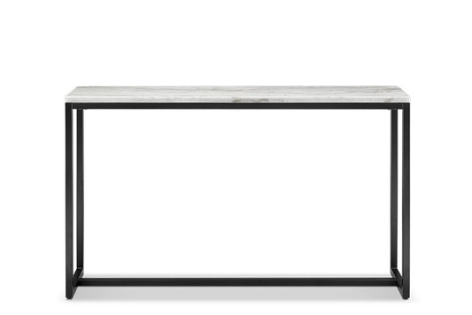 Torin - Rectangular Sofa Table - White Marble And Matte Black