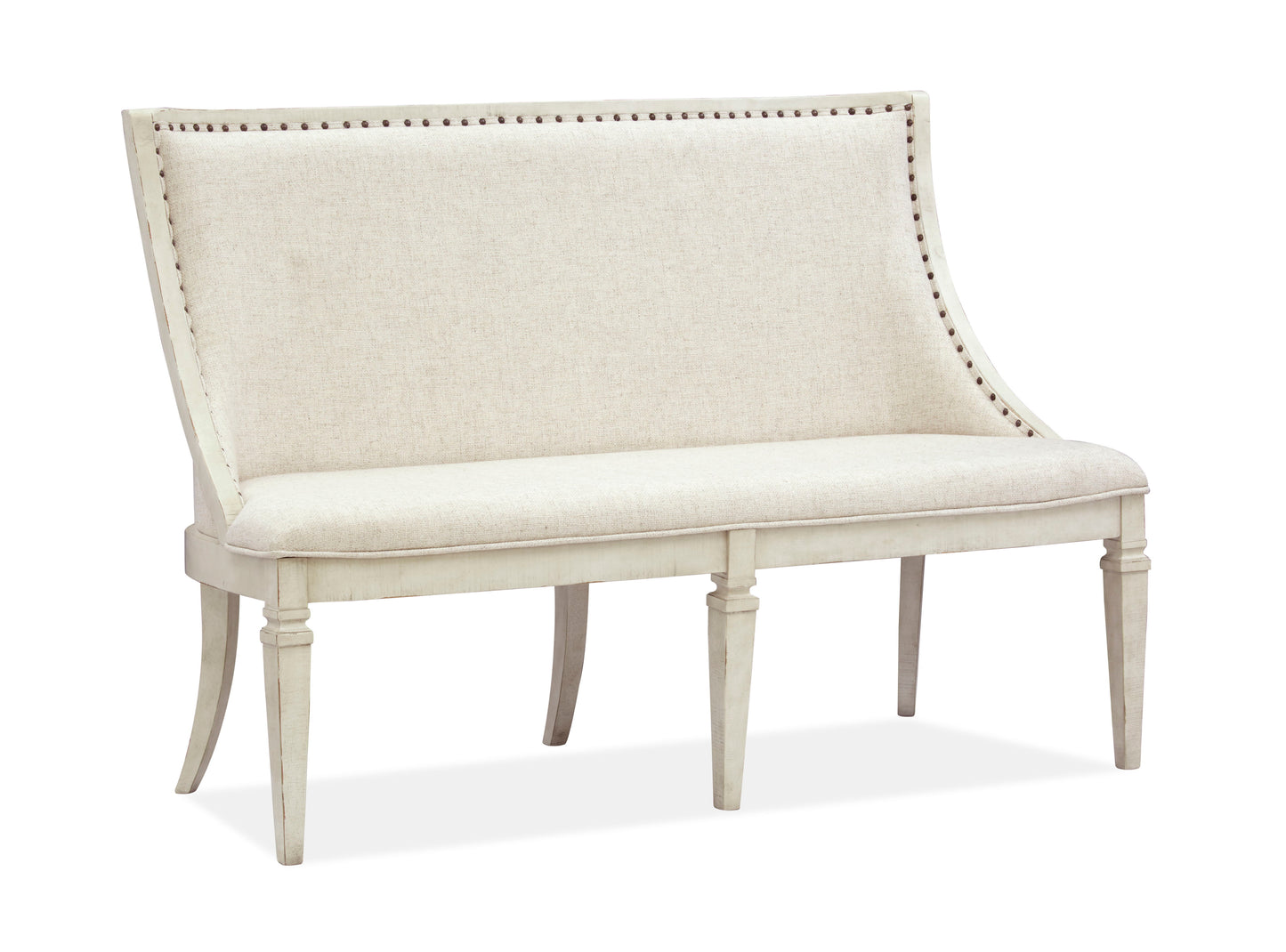 Newport - Bench With Upholstered Seat & Back - Alabaster