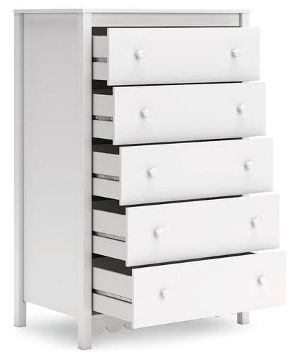 Hallityn - White - Five Drawer Chest